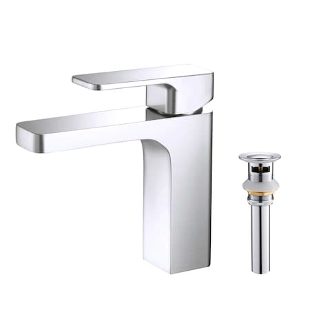 Kibi Blaze Single Handle Bathroom Vanity Sink Faucet with Pop Up Drain C-KBF1017CH-KPW100CH